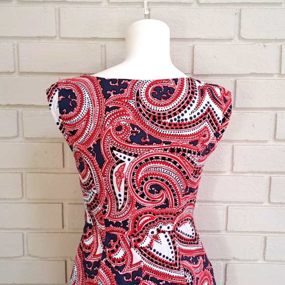 Tommy Hilfiger Multicolor Paisley Pleated Lined Dress. Sze 2 NWOT - Picture 7 of 12